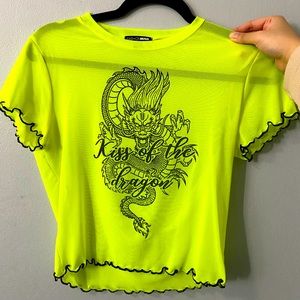 Neon Green Mesh Crop Top